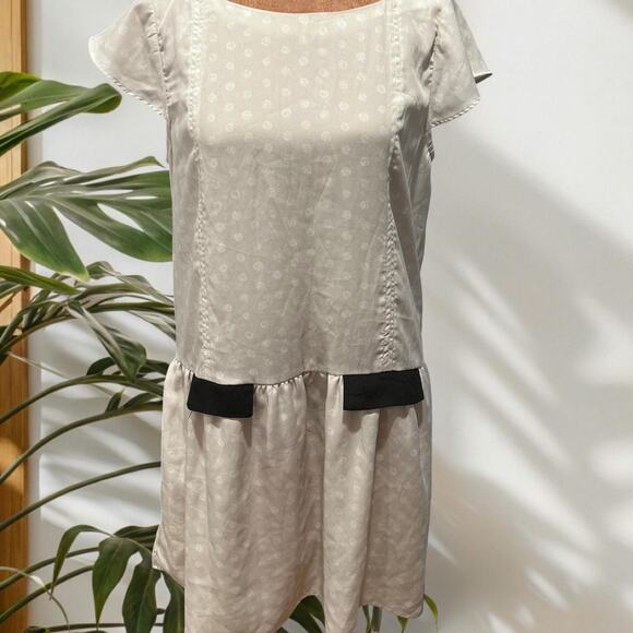 Grey and white bcbg generation drop waist polka dot dress - Picture 4 of 7